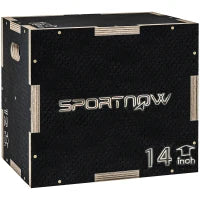 Box Jump Pliometrico a 3 Altezze in Legno Antiscivolo, 41-36-31cm, Nero
