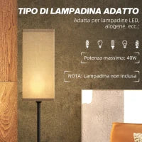 Lampada da Terra 40W con Interruttore a Pedale, in Tessuto Effetto Lino e Metallo, Ø25x161.5 cm, Nero e Beige