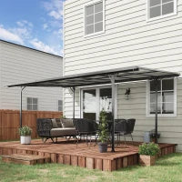 Pergola rigida in alluminio e policarbonato, padiglione da giardino e carport 500 x 299 x 195/223 cm grigio