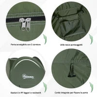 Tenda da Doccia Pop Up Impermeabile in Poliestere e Plastica, 100x100x185 cm, Verde Militare