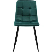 Set di 4 Sedie in Velluto con Design Ergonomico e Imbottito, Gambe in Metallo, per Sala da Pranzo, 44x46x86 cm, Verde