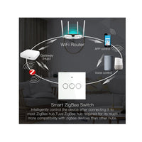 ZigBee Interruttore Smart Da Parete Con 3 Tasti Touch Con Pannello in Cristallo App Tuya Colore Bianco Scatola 503