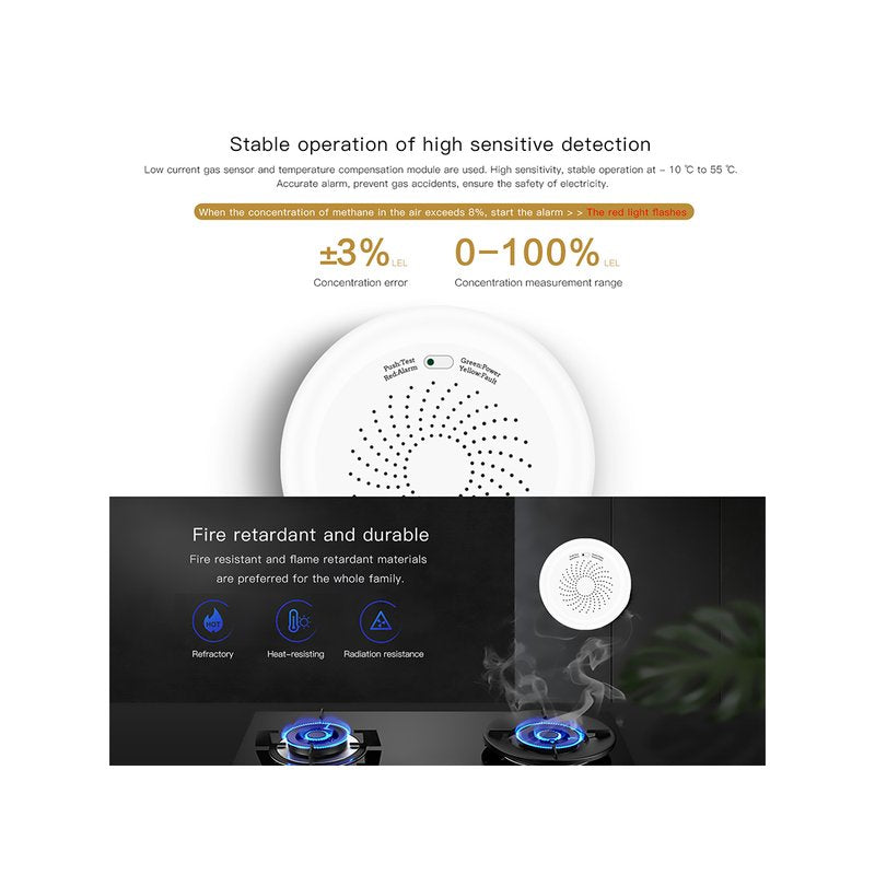 ZigBee Sensore Gas Rilevatore Perdita Gas Con Funzione Allarme Sonore