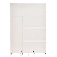 Armadio Spazioso con 3 Ante in Vetro, 1 Cassetto e 1 Asta Appendiabiti, Illuminazione LED Integrata, 110x50x160 cm, Bianco