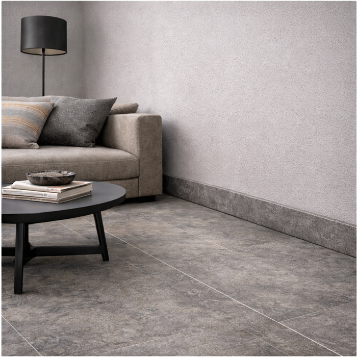 Battiscopa gres porcellanato 120x6 cm london grey s.agostino rettificato effetto pietra r11 opaco