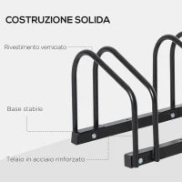 Rastrelliera Portabiciclette Parcheggio per 4 Biciclette in Acciaio, 110x33x27 cm, Nero