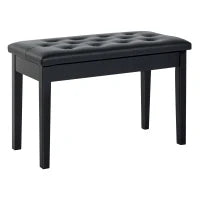 Sgabello Pianoforte Professionale con Vano Portaoggetti Finta Pelle, Legno 76 x 36 x 50cm Nero Sgabello Panchetta Panchina Sedia per Pianoforte con vano portaoggetti