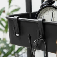 Carrello Cucina Multiuso a 3 Livelli con Cestini e Ganci Rimovibili, Ripiano con 12 Divisori, Nero