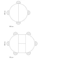 PAZZO DESIGN Tavolo Allungabile con Gambe Incrociate rotondo, Made in Italy, Basamento Nero, Bianco frassinato