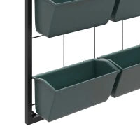 Orto Verticale a 3 Livelli con 6 Vasi in Acciaio e Plastica, 52x14x66cm, Verde Scuro