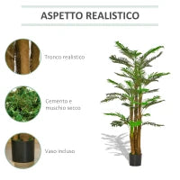 Palma Artificiale in Vaso con 42 Foglie, Pianta Finta Realistica per Interno ed Esterno, 185cm