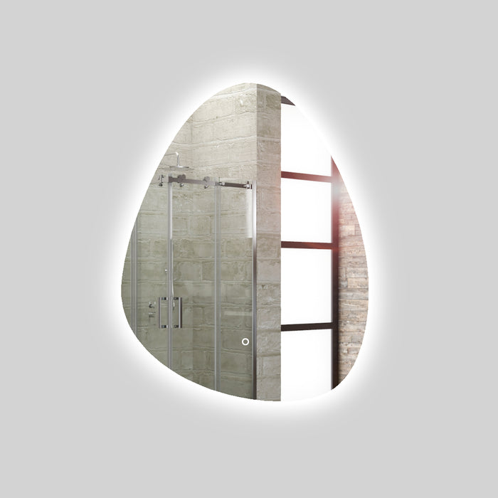 Specchio 5 mm a goccia retroilluminato led interruttore touch pvc e mdf *** misure 60x80 cm, tonalità dimmerabile 27...