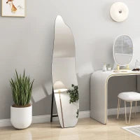 Specchio da Terra a Figura Intera senza Cornice con Forma Irregolare e Supporto 40x4x160 cm Nero e Argento