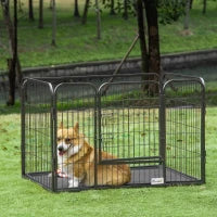 Box per Cani in Metallo con Porta e Vassoio sul Fondo, 109x74x71cm, Grigio