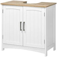 kleankin Mobile Sotto Lavabo Bagno con 2 Ante e Ripiano Regolabile, 60x33x60cm, Legno e Bianco