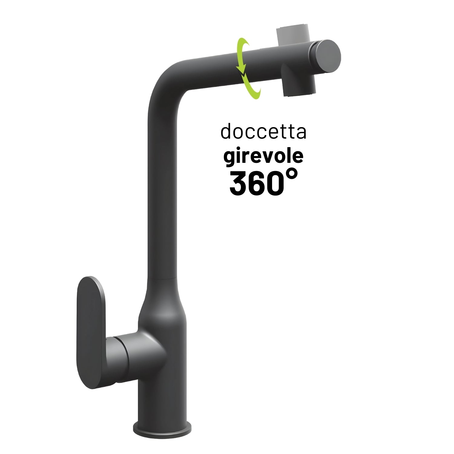 Miscelatore lavello cucina damasco con doccetta estraibile canna orientabile *** finitura- nero opaco, confezione 1