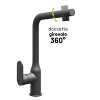 Miscelatore lavello cucina damasco con doccetta estraibile canna orientabile *** finitura- nero opaco, confezione 1