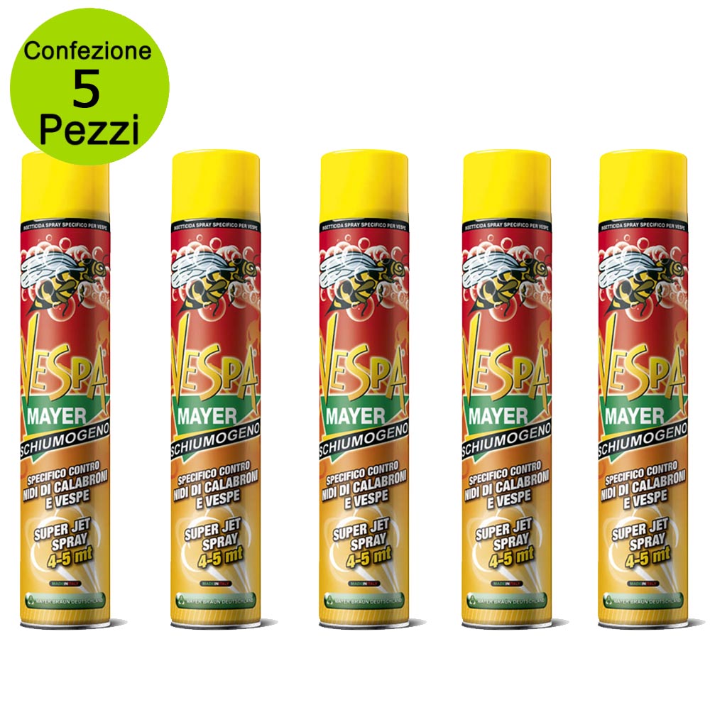 Multipack da 5 insetticidi mayer schiumogeno per vespe confezione da 750 milliliters ciascuna