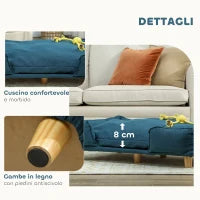 Divano Lettino per Cani Grandi fino 30 kg da Interno con Cuscino Rimovibile, 96x66x24 cm, Blu