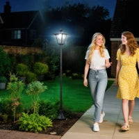 Lampada da Giardino Lampada da Terra Lampione LED da Esterno Energia Solare Impermeabile IP44, 18x18x160 cm, Nero