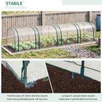 Serra a Tunnel in Acciaio e PVC Impermeabile e Anti UV con 4 Porte a Cerniera, 395x100x80 cm