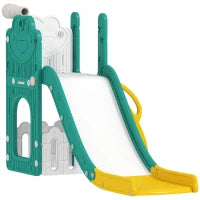 Set Scivolo per Bambini 5 in 1 con Canestro, Scaletta e Telescopio Giocattolo, Età 1-3 Anni, Giallo