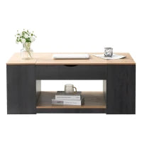 Tavolino da Salotto Sollevabile in MDF con Design Elegante e Spazio di Stoccaggio Integrato, 109,5x59,7x43 cm, Grigio+Marrone