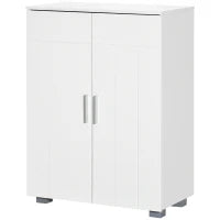kleankin Mobile Bagno Moderno con 2 Ante, 2 Ripiani Regolabili e Maniglie Argentate, 60x30x80 cm, Bianco