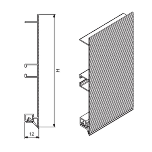 Zoccolo alluminio mille righe H12 barra da 4 mtl ZOCC1000H12ALL