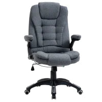 Sedia da Ufficio Ergonomica Reclinabile, Altezza Regolabile e Dondolamento, Poltrona Girevole con Ruote, 65x72x110-120cm, Grigio