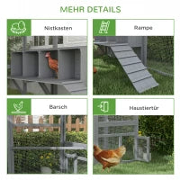 Pollaio recinto per galline, accessibile, resistente alle intemperie, 280 x 185,5 x 188 cm, Grigio