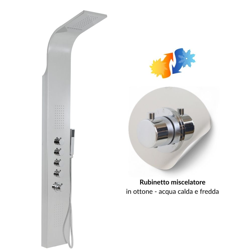 Colonna doccia termostatica siria 4 funzioni getto a cascata bocchette lombari *** finitura- cromo lucido, confezione 1