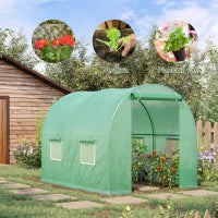 Serra da Giardino Telaio in Acciaio e 4 Finestre in PE 2.5x2x2m, Verde