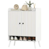 Scarpiera Ingresso con Ripiani Regolabili Compartimento Aperto per 15 Paia di Scarpe 75x35x97 cm Bianco