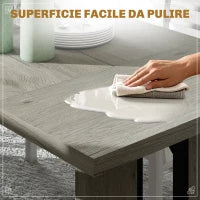 Tavolo da Pranzo in Stile Industriale per 8 Persone max, in Legno e Acciaio, 180x80x75 cm, Grigio