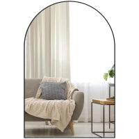 Specchio da Bagno ad Arco in Lega di Alluminio e Vetro 60x90 cm per Camera e Soggiorno, Nero
