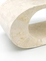 E-STYLO Tavolino in pietra fossile di design moderno, perfetto anche come porta TV elegante e funzionale, 35cm X 130cm H. 35cm