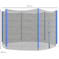 Rete di Protezione per Trampolini a 6 Pali con Ingresso con Cerniera, in PE, Ø244x180 cm, Nero e Blu