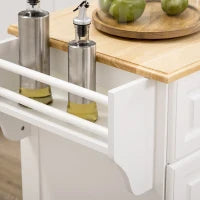 Carrello da Cucina su Ruote Isola da Cucina con 2 Cassetti Porta Spezie e Porta Asciugamani, 110 x 45 x 91 cm, Bianco