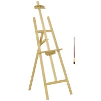 Cavalletto per Pittura Portatile e Pieghevole, Altezza e Inclinazione Regolabili, Colore Legno