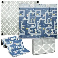Tappeto da gioco per bambini pieghevole e reversibile, in schiuma spessa, 202 x 180,5 x 1 cm, Multicolore