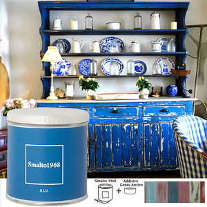 Smalto1968 base acqua gesso antico shabby chic finitura opaca multicolore l 0.5 *** colore- blu, confezione 1