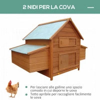 Gabbia per Galline in Legno con Tetto Impermeabile, Pollaio Prefabbricato da Esterno, 160x98.5x107cm