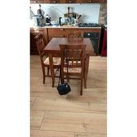 Tavolo classico allungabile a libro fino 160 cm in legno massello e mdf con rifinitura in noce 80x80x78 H