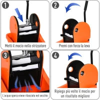 Secchio per Mocio Professionale 36L, Carrello Lavapavimenti con Strizzatore Manuale e 2 Secchi, Arancione e Nero