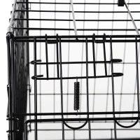 Trasportino per Cani in Metallo e PP, Gabbia per Cani a Trapezio per Auto con Maniglia, 77x47x55cm Nero