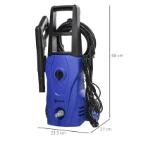 DURHAND Idropulitrice ad Alta Pressione 1600W con Ugello Regolabile e Kit Pulizia, 35x28x65 cm, Blu e Nero