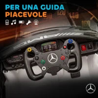 Auto Elettrica Bambini 3-8 Anni Mercedes-AMG 12V con Telecomando, Luci LED, Rotelle di Trasporto, Bianco