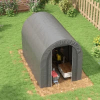 Capanno da Giardino, Tenda da Stoccaggio Esterno, Garage per Bici, Tetto in PE, Struttura in Metallo Zincato, Grigio