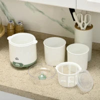 Yogurtiera 20W da 1.5L per 3-5 Persone con 2 Vasetti e Colino, in Plastica, 19.5x17.5x21.4 cm, Bianca